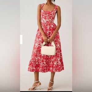 Red and White Floral Dress